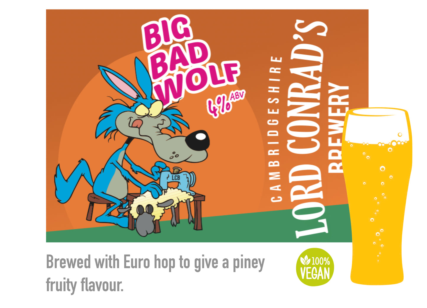 Big bad Wolf 4% Euro hopped pale, suitable for vegans